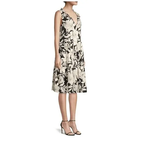 Johnny Was Black and Cream Floral Dress - Picture 4 of 10